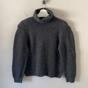 Topshop Charcoal Roll Neck Ribbed Jumper